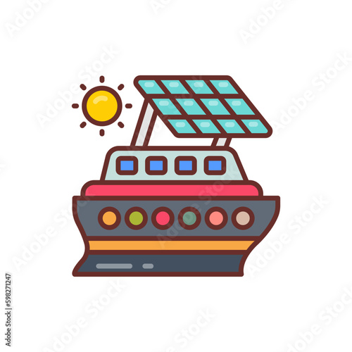 Solar Boat icon in vector. Illustration