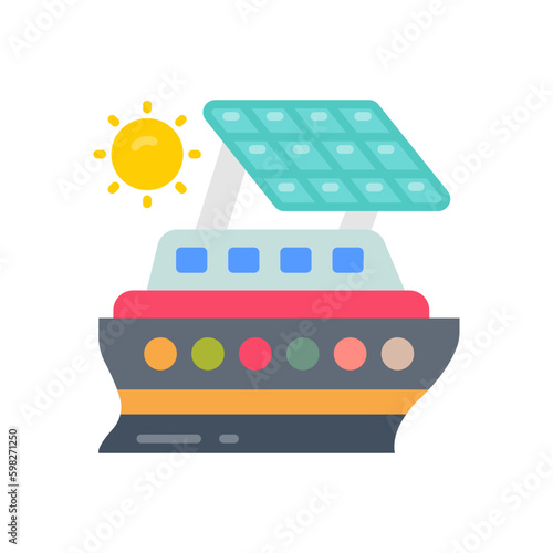 Solar Boat icon in vector. Illustration