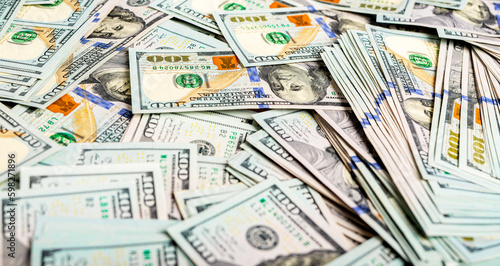 Money heap, many dollar bills background