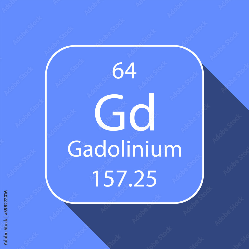 Gadolinium symbol with long shadow design. Chemical element of the periodic table. Vector illustration. Gadolinium symbol with long shadow design. Chemical element of the periodic table. Vector illustration.