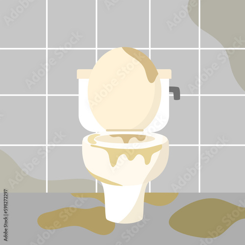 Dirty and smelly toilet concept vector design.