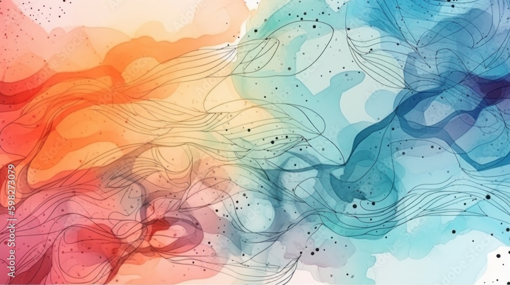 Abstract line art background in watercolor style. Ai generated. Abstract line art background in watercolor style. Ai generated.