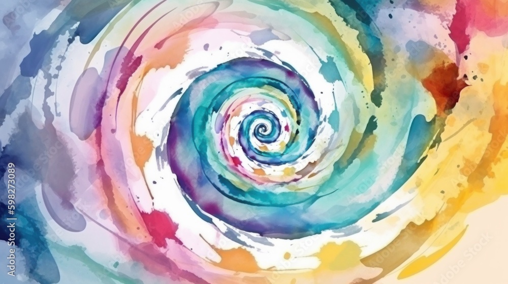 Abstract spiral background in watercolor style. Ai generated. Abstract spiral background in watercolor style. Ai generated.