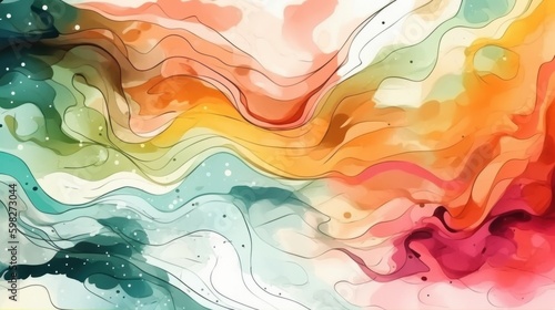 Abstract line art background in watercolor style. Ai generated.