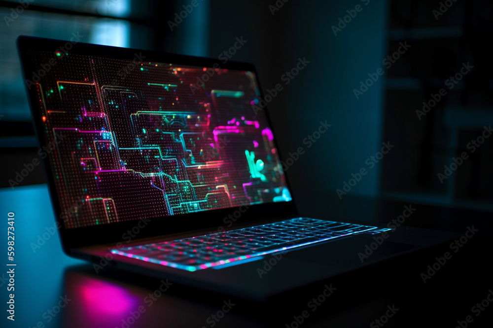 An image of a laptop screen displaying data and graphics, representing the use of technology in data analysis. Ai generated. An image of a laptop screen displaying data and graphics, representing the use of technology in data analysis. Ai generated.
