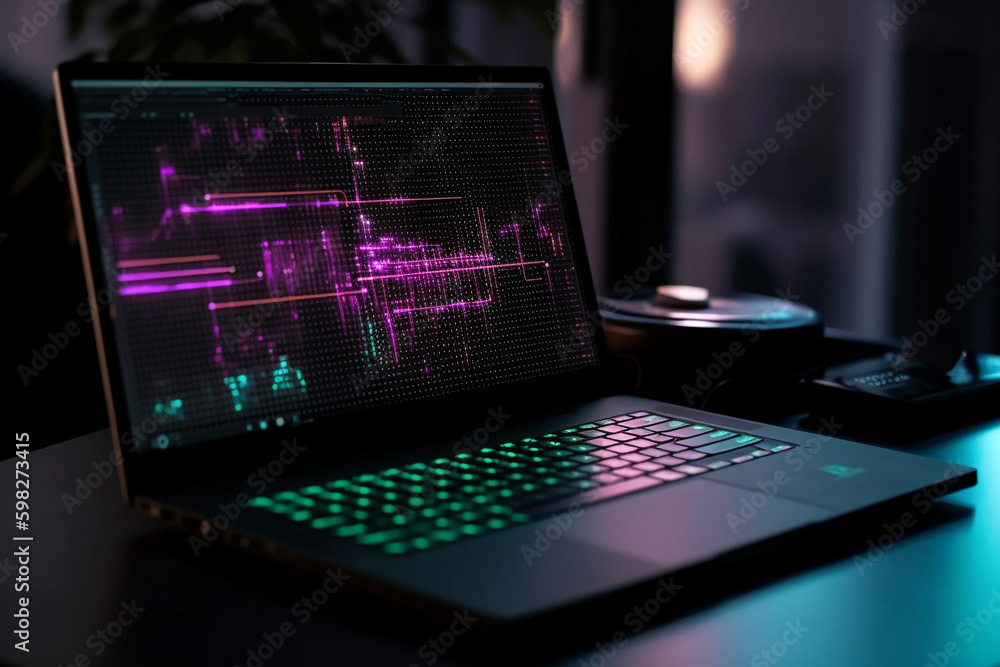An image of a laptop screen displaying data and graphics, representing the use of technology in data analysis. Ai generated. An image of a laptop screen displaying data and graphics, representing the use of technology in data analysis. Ai generated.