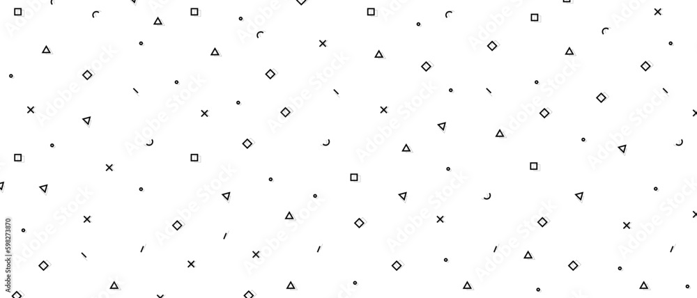Hipster pattern with black and white geometric forms. Retro 80s-90s pattern background. Vector EPS 10 Hipster pattern with black and white geometric forms. Retro 80s-90s pattern background. Vector EPS 10