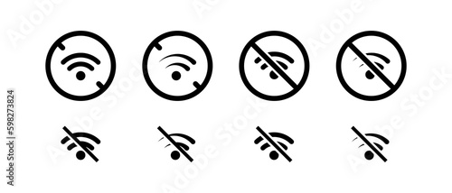 no wifi icon vector illustration. no wireless icon vector. Black style concept.