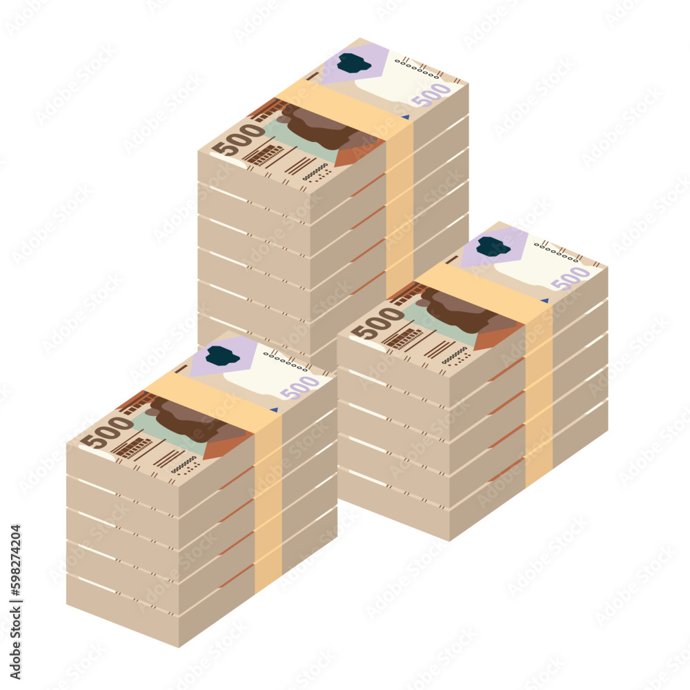 Hong Kong Dollar Vector Illustration. Hong Kong, Macau money set bundle banknotes. Paper money 500 HKD. Flat style. Isolated on white background. Simple minimal design. Hong Kong Dollar Vector Illustration. Hong Kong, Macau money set bundle banknotes. Paper money 500 HKD. Flat style. Isolated on white background. Simple minimal design.