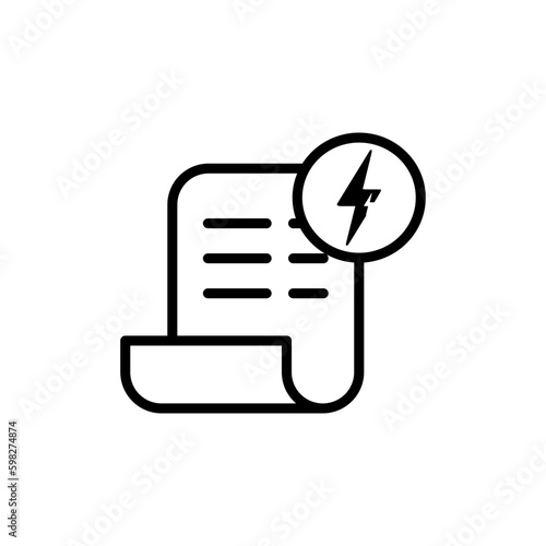 Electricity invoice icon or Energy utility bill icon in outline mode. Vector illustration in trendy style. Editable graphic resources for many purposes.