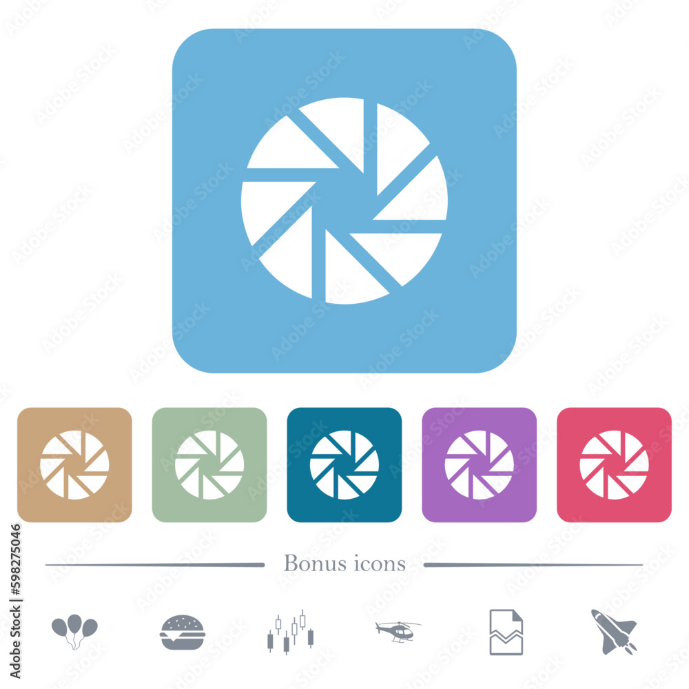 Aperture flat icons on color rounded square backgrounds Aperture flat icons on color rounded square backgrounds