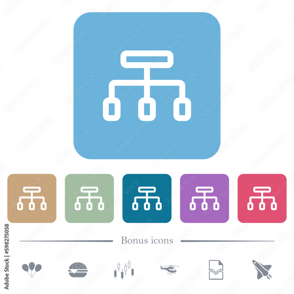 Connect flat icons on color rounded square backgrounds Connect flat icons on color rounded square backgrounds