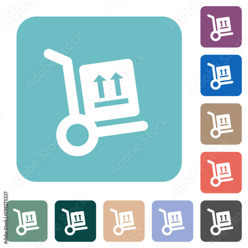 Side up parcel delivery solid rounded square flat icons photo
