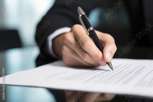 Hand signing business contract. Generate Ai