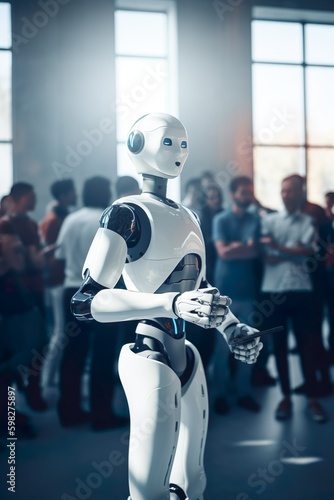Robot standing in front of people