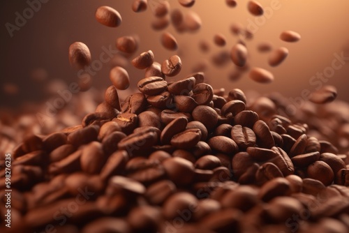 Coffee beans fall. Generate Ai