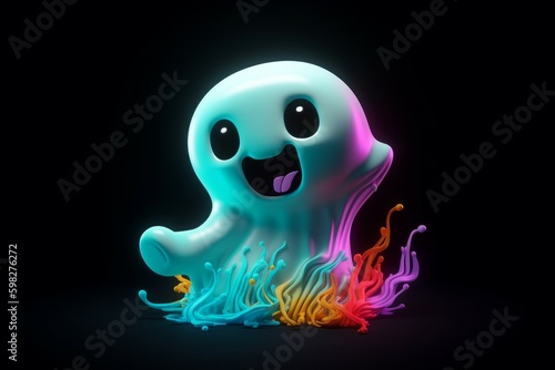 Colorful cute ghost. Generate Ai