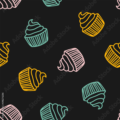Wallpaper Mural Seamless pattern with colorful cupcakes Torontodigital.ca