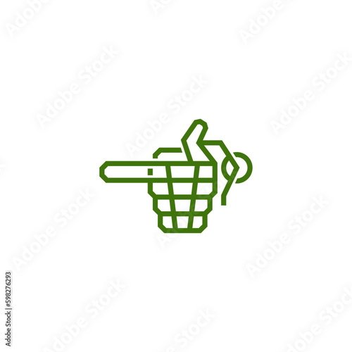 Hand and grenade logo design combination.