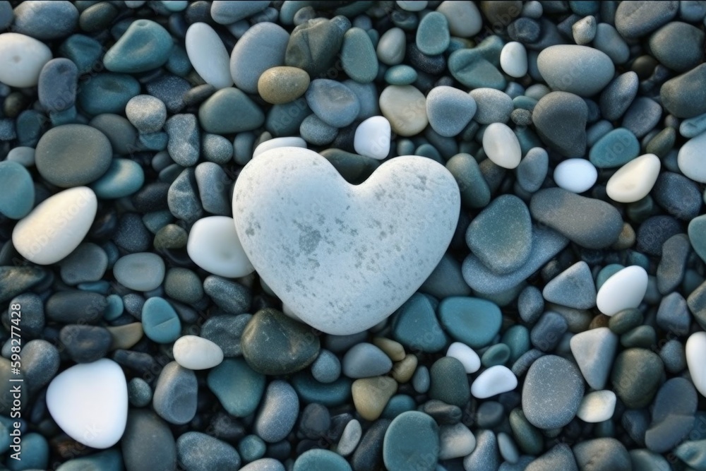 Sea transparent pebbles heart shape. Generate Ai Sea transparent pebbles heart shape. Generate Ai
