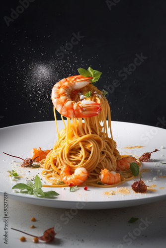 pasta with shrimp food styling