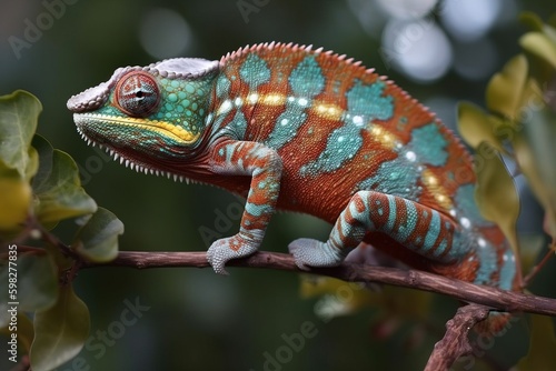 A chameleon changing color