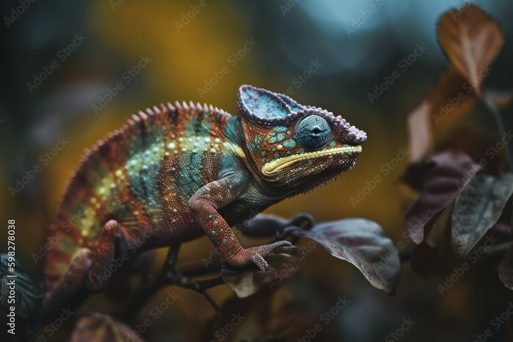 A chameleon changing color A chameleon changing color