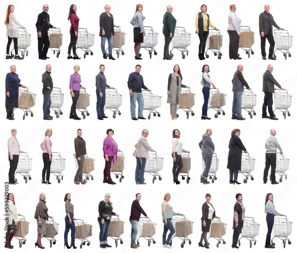 Obraz premium group of people with cart isolated on white