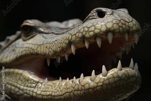 A close-up of a crocodile s teet