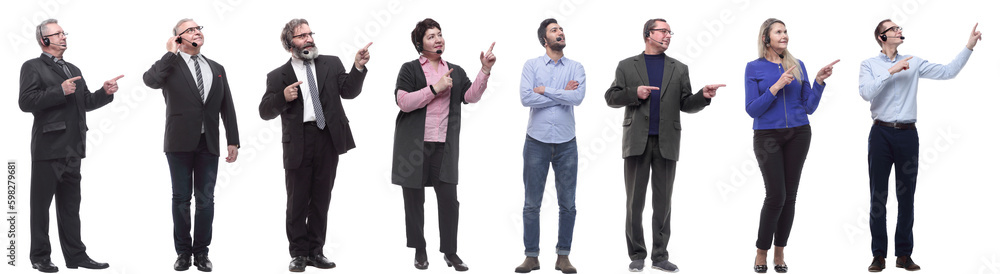 group of business people with microphone isolated group of business people with microphone isolated