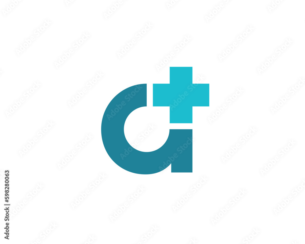 Obraz premium Letter A cross plus medical logo icon design template elements