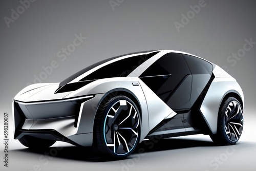 EV Car  Supercar  Hypercar  futuristic design  isolated background  silver bronze color. Generative AI.