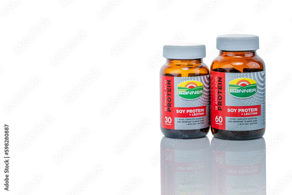 CHONBURI, THAILANDSEPTEMBER 23, 2022 Banner dietary supplement soy protein with lecithin