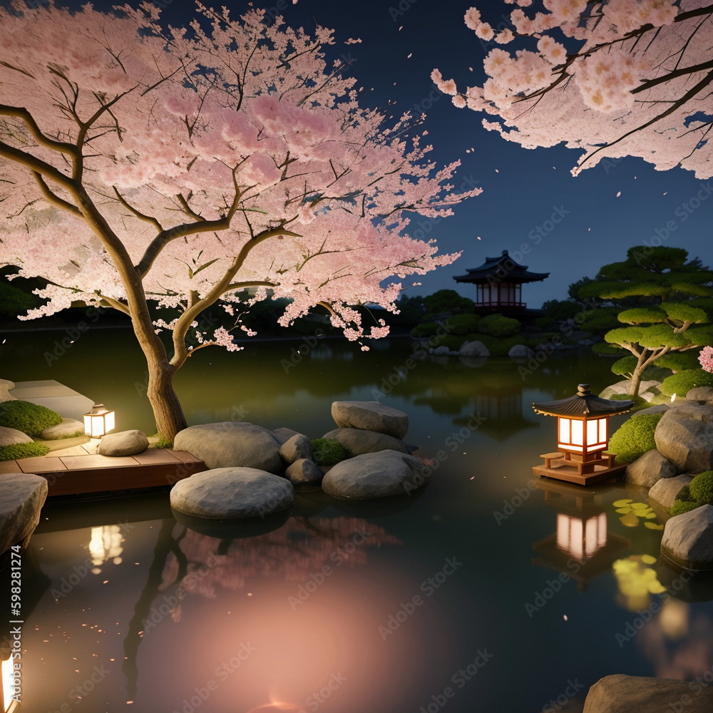 Naklejka premium 日本 庭 Generative AI