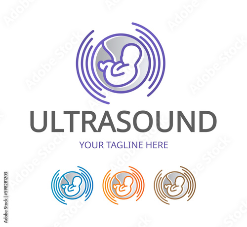 Ultrasound diagnostics logo. Medical research, gynecology clinic, polyclinics, obstetrics and hospitals, vector design and illustration.