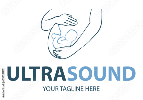 Ultrasound diagnostics logo. Medical research, gynecology clinic, polyclinics, obstetrics and hospitals, vector design and illustration. photo