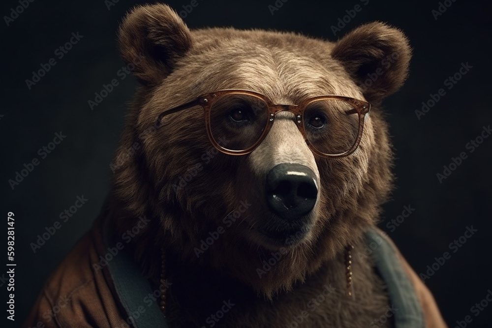Obraz premium An image of a wise old animal wearing eyeglasses, symbolizing intelligence and experience. Ai generated.