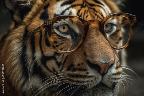 An image of a wise old animal wearing eyeglasses  symbolizing intelligence and experience. Ai generated.