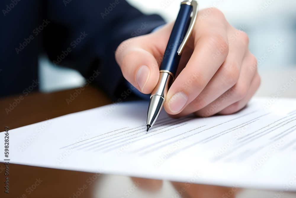 A business professional is signing a contract A business professional is signing a contract