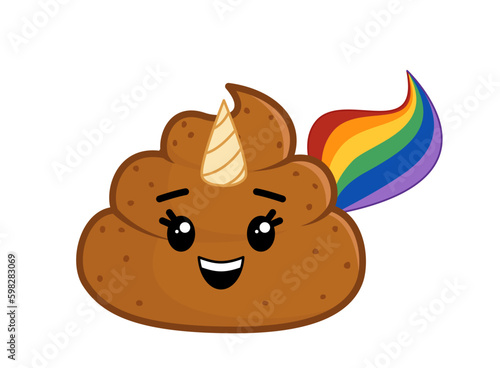Poop unicorn. Character icon face Kawaii cartoon vector Generative AI