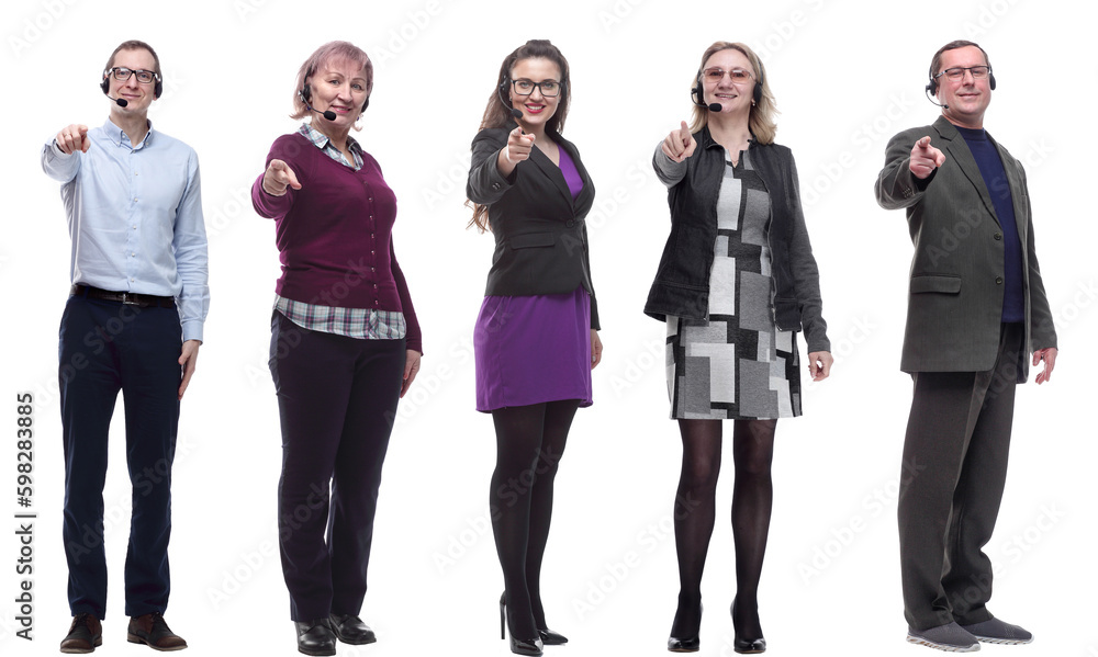 Obraz premium group of business people with microphone isolated
