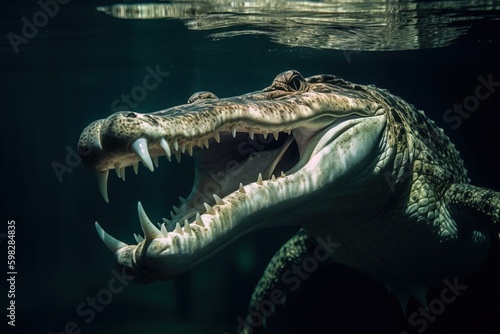 A crocodile with a fish in its mout © Dan