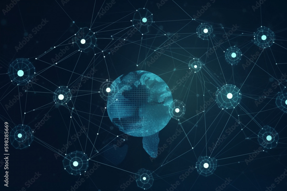 A visual representation of the global social network concept. Ai generated. A visual representation of the global social network concept. Ai generated.