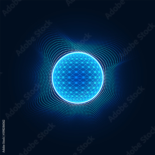 Abstract background technology spherical chip that processes commands and transmits data to the Internet network system using high-speed data transmission