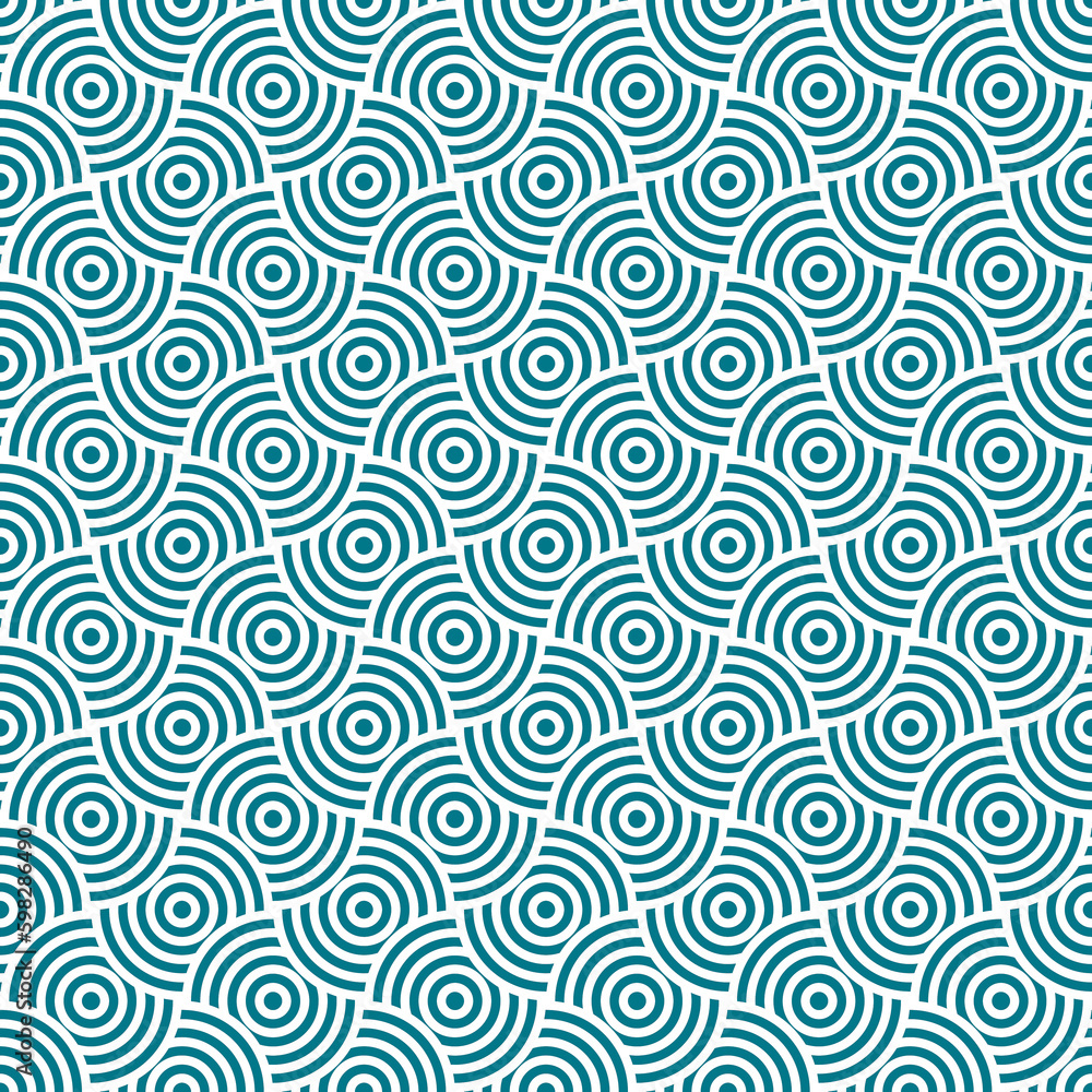 Overlapping seamless pattern. Modern stylish texture. Repeating geometric tiles. Concentric blue circles background.	