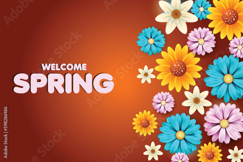 Wallpaper Mural Free vector spring is coming. floral design template with typography letter Torontodigital.ca