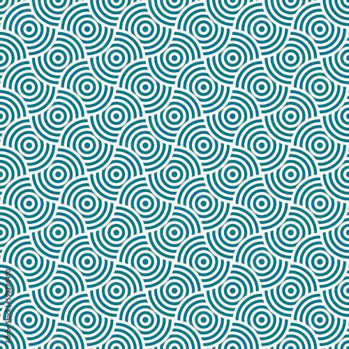 Overlapping seamless pattern. Modern stylish texture. Repeating geometric tiles. Concentric blue circles background. 