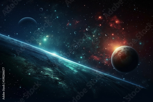  A vibrant and colorful background representing the vastness of space. Ai generated. © ankreative