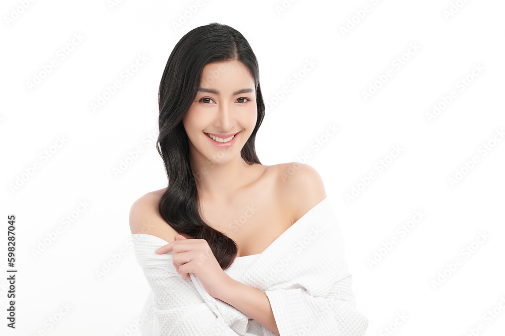 Beautiful young asian woman with clean fresh skin on white background, Face care, Facial treatment, Cosmetology, beauty and spa, Asian women portrait. Beautiful young asian woman with clean fresh skin on white background, Face care, Facial treatment, Cosmetology, beauty and spa, Asian women portrait.