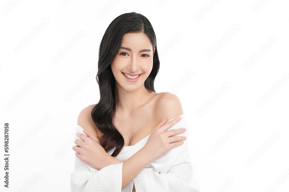 Beautiful young asian woman with clean fresh skin on white background, Face care, Facial treatment, Cosmetology, beauty and spa, Asian women portrait. Beautiful young asian woman with clean fresh skin on white background, Face care, Facial treatment, Cosmetology, beauty and spa, Asian women portrait.